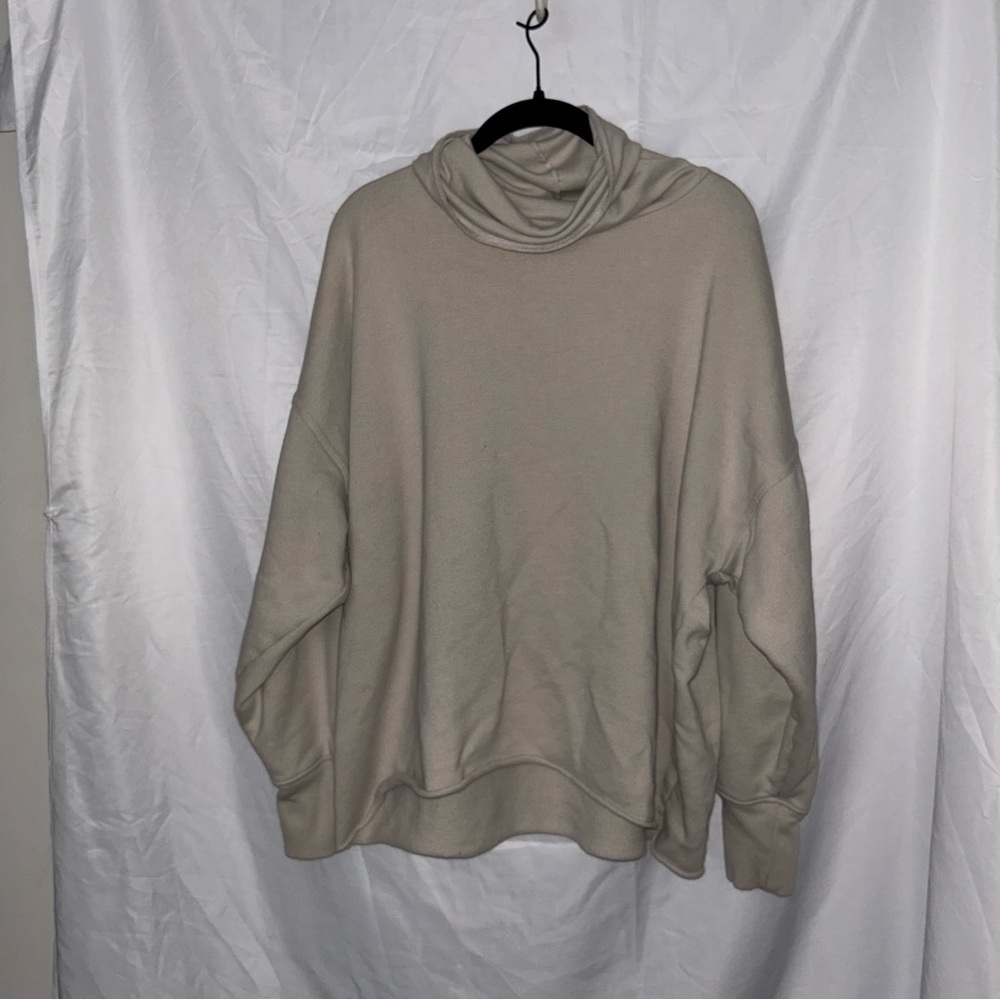 Aerie Sweater Cowl Neck Sweater Long Sleeve Pullover Brown Beige Top Oversized L